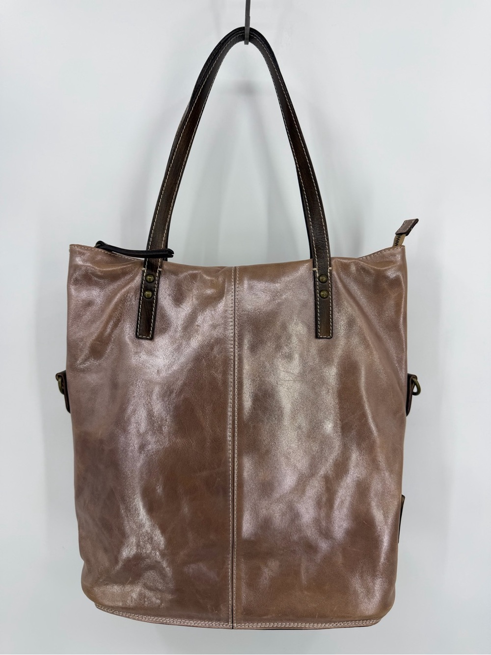 Cavalcanti Italian Leather Tote Satchel Shoulder Bag Rose Brown